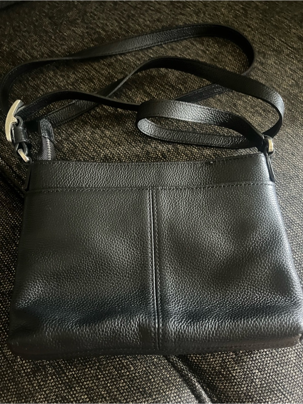 Brighton Black Leather Crossbody with Embossed Floral Medallion - Picture 3 of 4